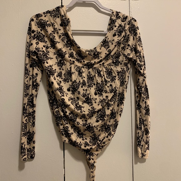 Free People Printed Turnt Bodysuit in Cream - Picture 2 of 7